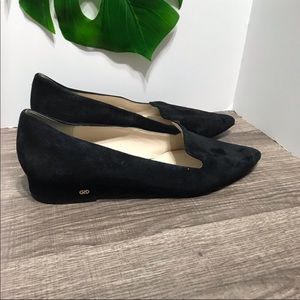 Cole Haan black suede pointed toe loafers